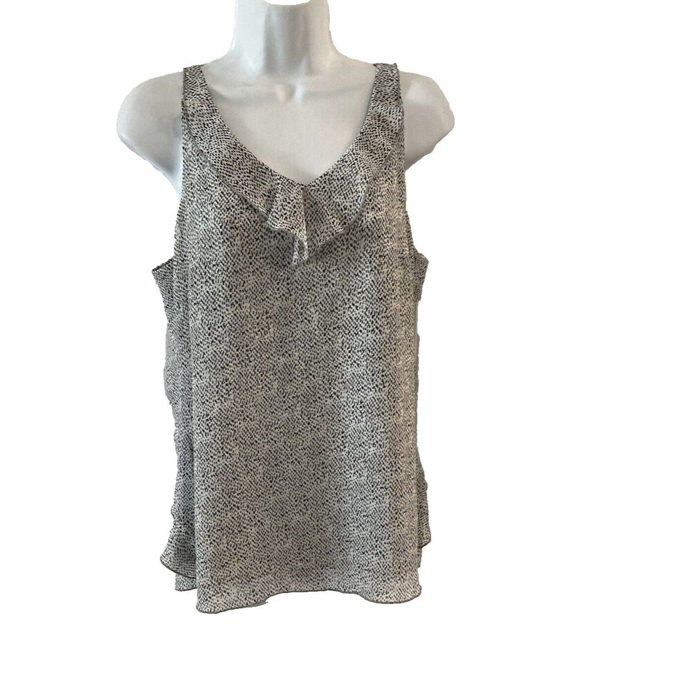 Cabi Blouse Animal Print Size S Sleeveless Chiffon Ruffle Career Mob Wife Glam